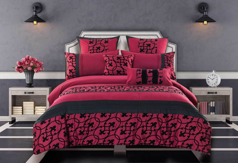 Super King Afton Red and Black Quilt Cover Set (3PCS) Payday Deals