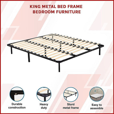 King Metal Bed Frame - Bedroom Furniture Payday Deals