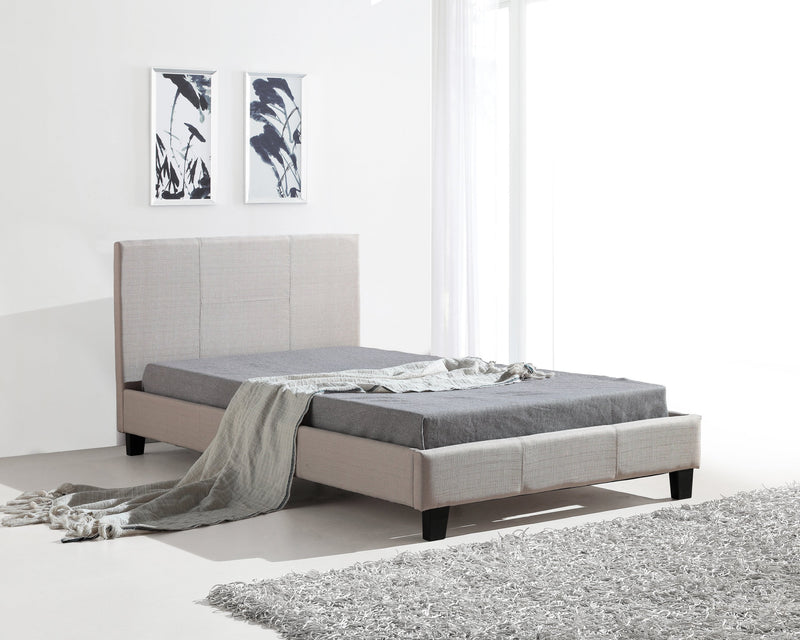 King Single Linen Fabric Bed Frame Beige Payday Deals