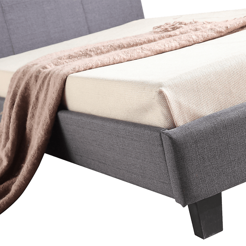 King Single Linen Fabric Bed Frame Grey Payday Deals