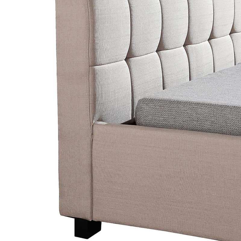 King Single Linen Fabric Deluxe Bed Frame Beige Payday Deals