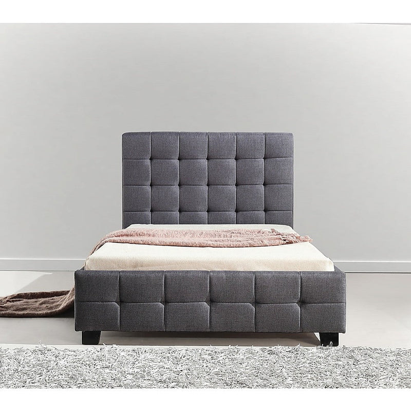 King Single Linen Fabric Deluxe Bed Frame Grey Payday Deals