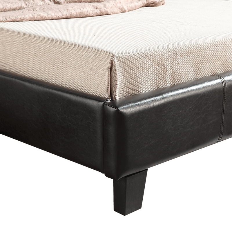 King Single PU Leather Bed Frame Brown Payday Deals