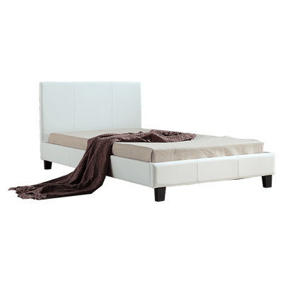 King Single PU Leather Bed Frame White