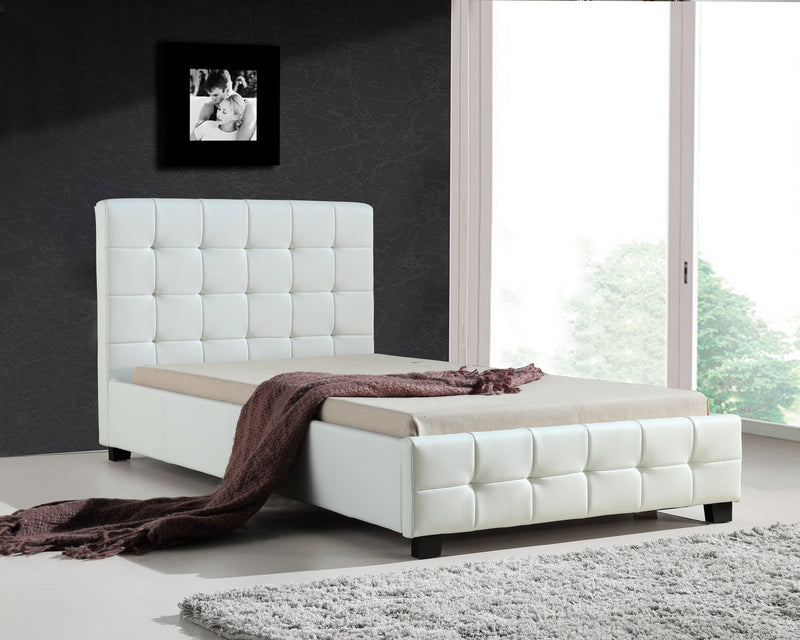 King Single PU Leather Deluxe Bed Frame White Payday Deals