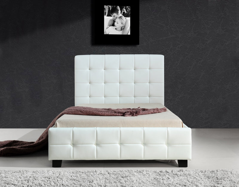 King Single PU Leather Deluxe Bed Frame White Payday Deals