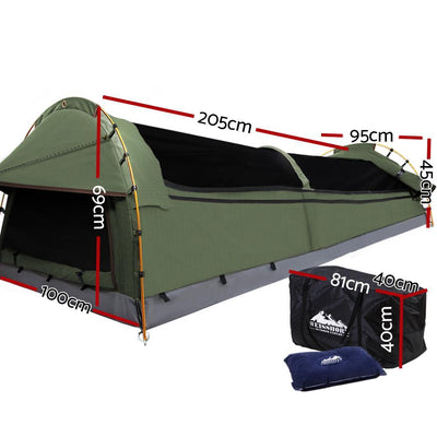 King Single Swag Camping Swag Canvas Tent - Celadon