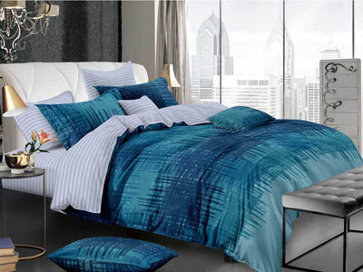 King Size 3pcs Byron Turquoise Stripe Quilt Cover Set