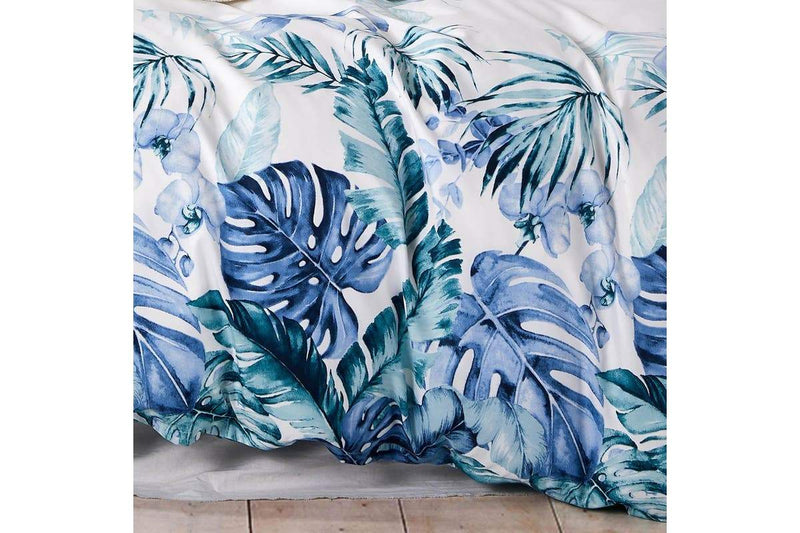 King Size Adelina Blue Teal Tropical Quilt Cover Set Payday Deals