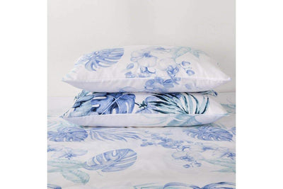King Size Adelina Blue Teal Tropical Quilt Cover Set Payday Deals