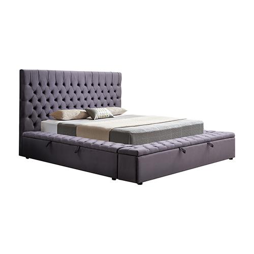 King Size Bedframe Velvet Upholstery Dark Grey Colour Tufted Headboard Deep Quilting Payday Deals
