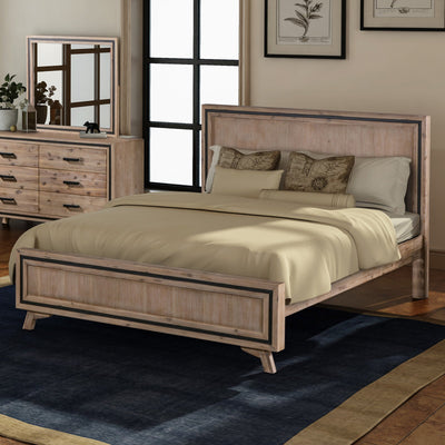 King Size Silver Brush Bed Frame in Acacia Wood Construction Payday Deals