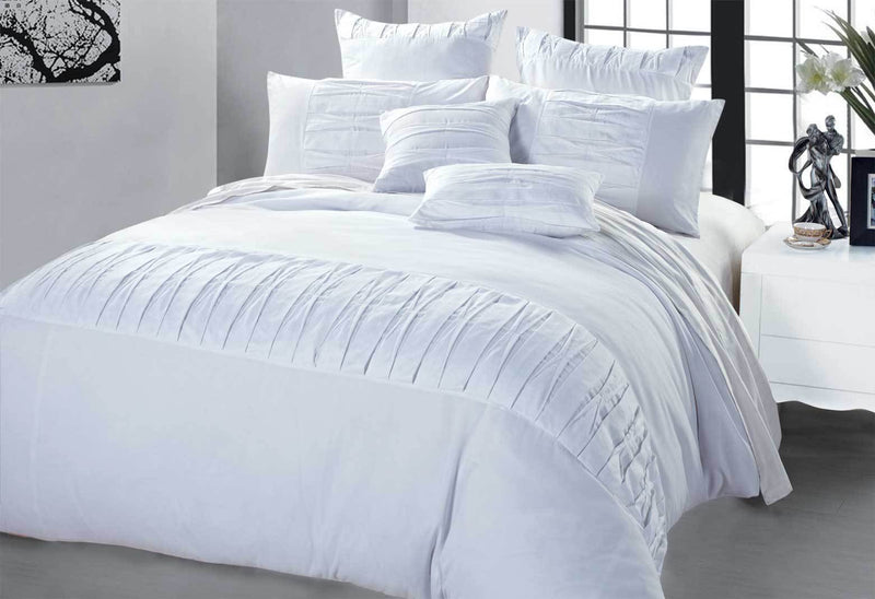 King Size White Pintuck Quilt Cover Set (3PCS)
