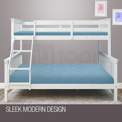 Kingston Slumber 2in1 Double Single Bunk Bed Kids Solid Timber Pine Beds Children Bedroom Furniture Payday Deals