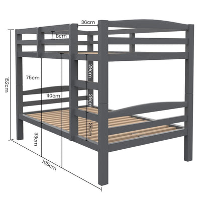 Kingston Slumber Bunk Bed Frame Single Wooden Children Timber PIne Wood Loft Kids Bedroom Furniture Payday Deals