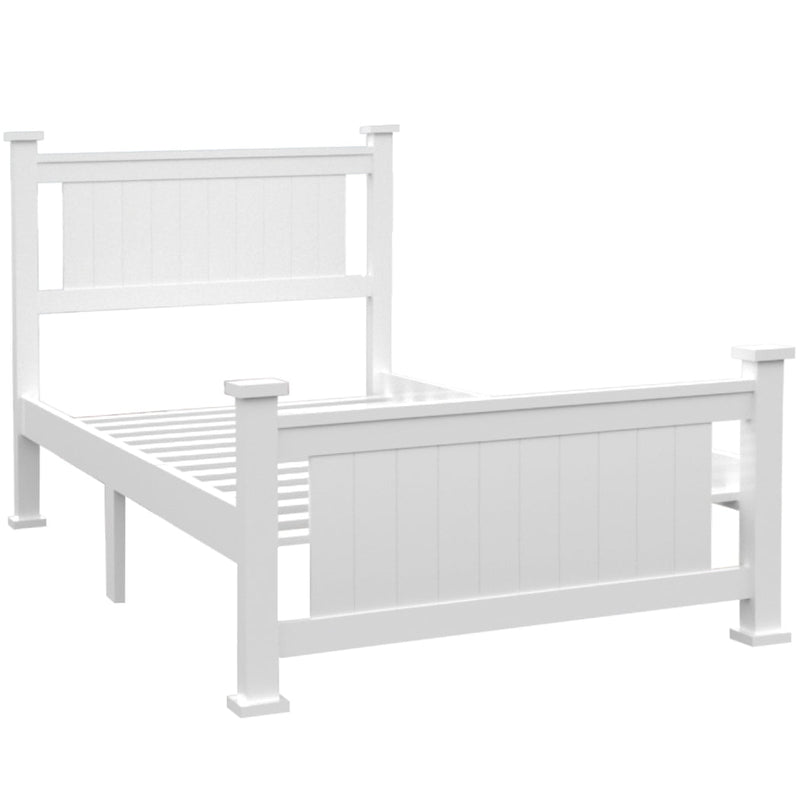 KINGSTON SLUMBER King Single Wooden Timber Bed Frame, White Payday Deals