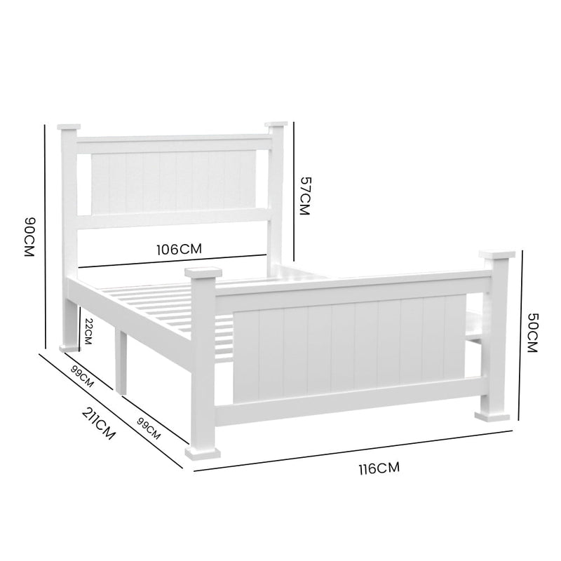 KINGSTON SLUMBER King Single Wooden Timber Bed Frame, White Payday Deals