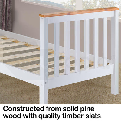 Kingston Slumber Single Wooden Bed Frame Base White Timber Kids Adults Modern Bedroom Furniture Payday Deals