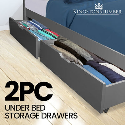 KINGSTON SLUMBER Trundle Under Bed Storage Drawers, 2 Pieces, Grey Payday Deals