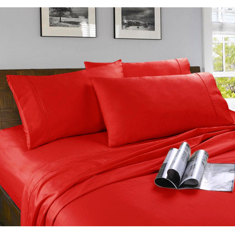 Kingtex Microfibre Sheet Set Red Double Payday Deals