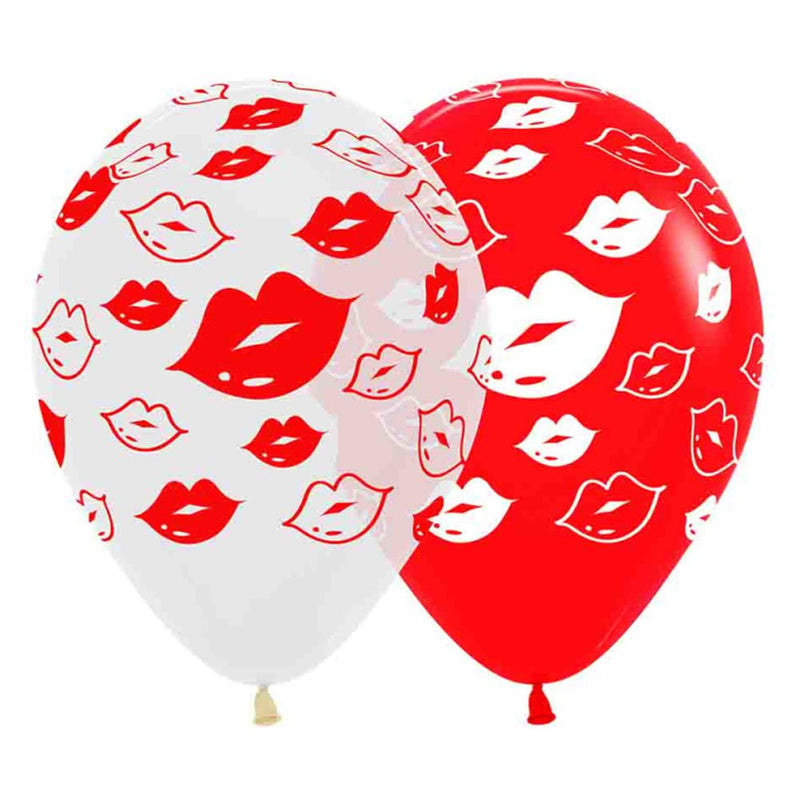 Kiss Me Kisses Red & White Latex Balloons 12 Pack Payday Deals
