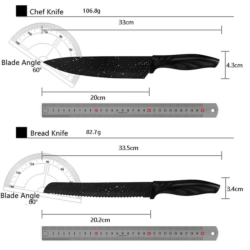 Kitchen 17 Pc Knife Set w/ Block & Sharpener Chef Bread Steak Knives Payday Deals