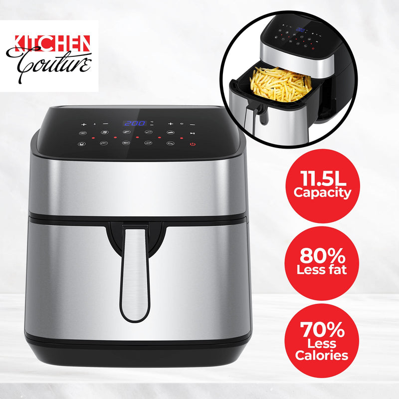 Kitchen Couture 11.5 Litre Air Fryer Multifunctional LCD Digital Display Silver Payday Deals