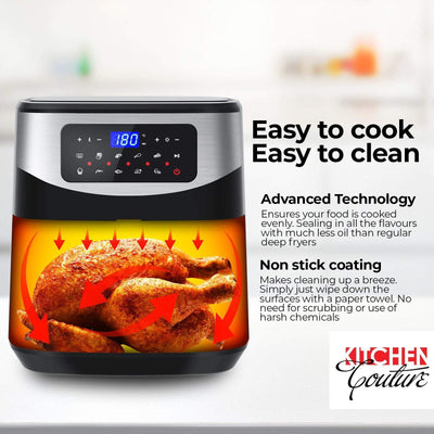 Kitchen Couture 12 Litre Air Fryer Multifunctional LCD One Touch Display Silver  Silver Payday Deals