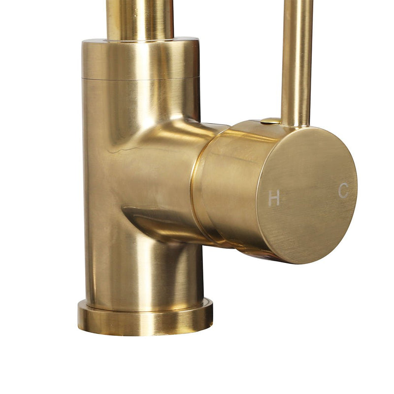 Kitchen Faucet Tap Mixer Sink Brushed Gold Brass Swivel Spout Single Lever WELS Payday Deals