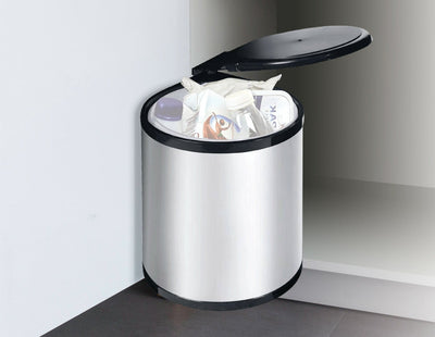 Kitchen Swing Pull Out Bin Stainless Steel Garbage Rubbish Waste Trash Can 14L Payday Deals