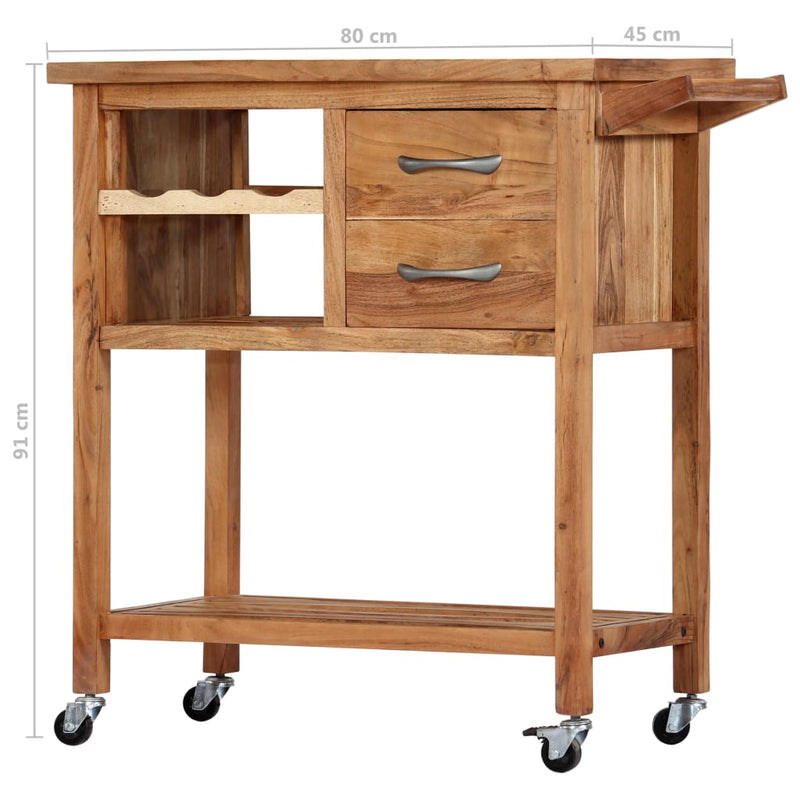 Kitchen Trolley 80x45x91 cm Solid Acacia Wood Payday Deals