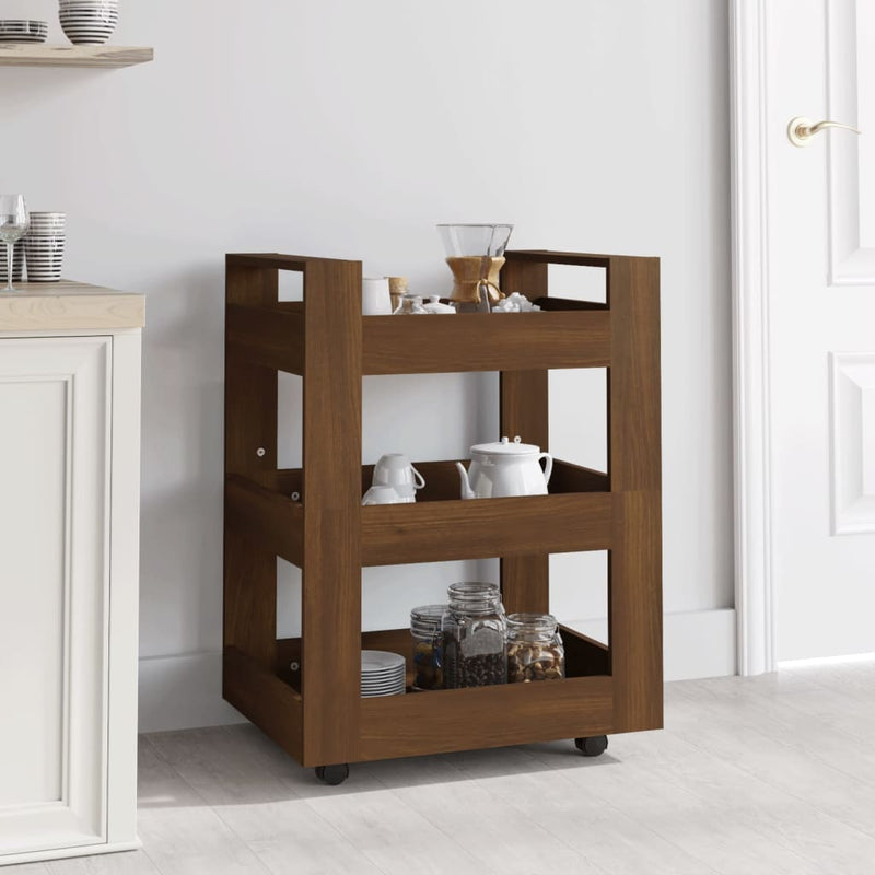 Kitchen Trolley Brown Oak 60x45x80 cm Engineered Wood Payday Deals