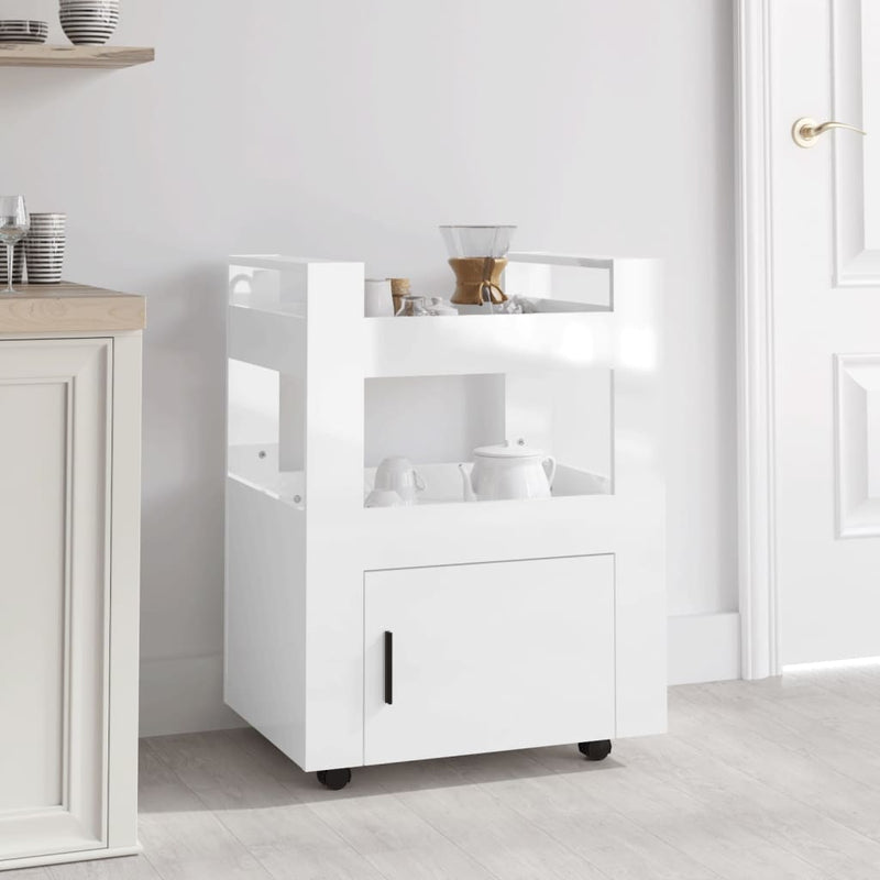 Kitchen Trolley High Gloss White 60x45x80 cm Engineered Wood Payday Deals