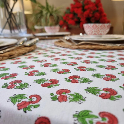 Kolka Mistletoe Hand Block-Printed & Screen Printed Textiles Tablecloth - Red Payday Deals