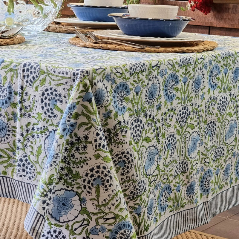 Kolka Senetti Hand Block-Printed & Sreen-Printed Textiles Tablecloth - Green Payday Deals