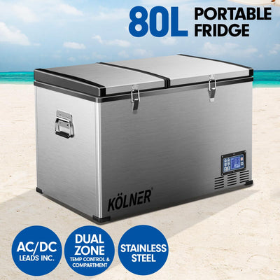 Kolner 80l Portable Fridge Cooler Freezer Camping Car Travel Refrigerator Payday Deals