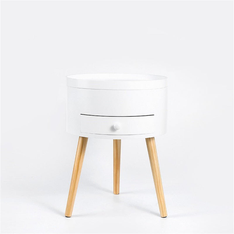 Kumoo Round Side Table With Storage White Payday Deals