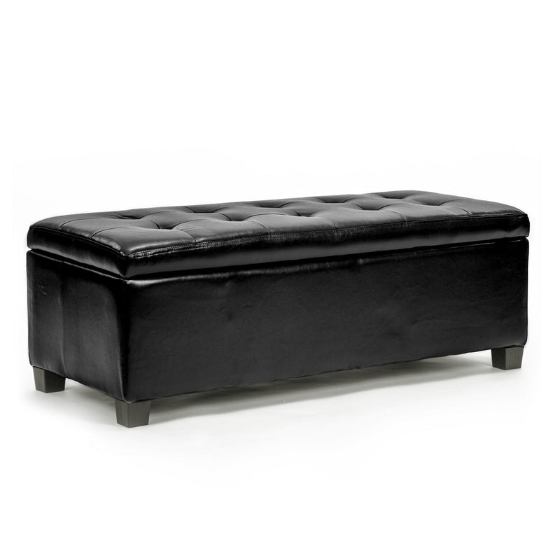 La Bella 102cm Black Storage Ottoman Stool Leather Payday Deals