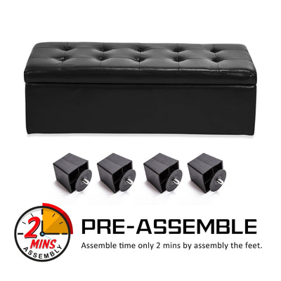 La Bella 102cm Black Storage Ottoman Stool Leather Payday Deals