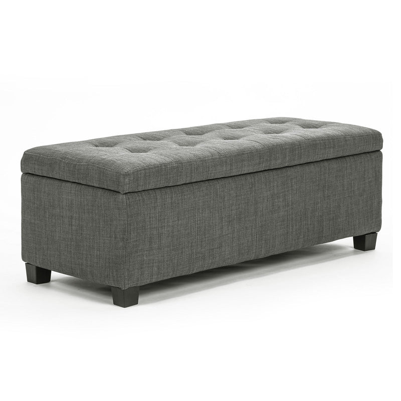 La Bella 102cm Dark Grey Storage Ottoman Stool Fabric Payday Deals