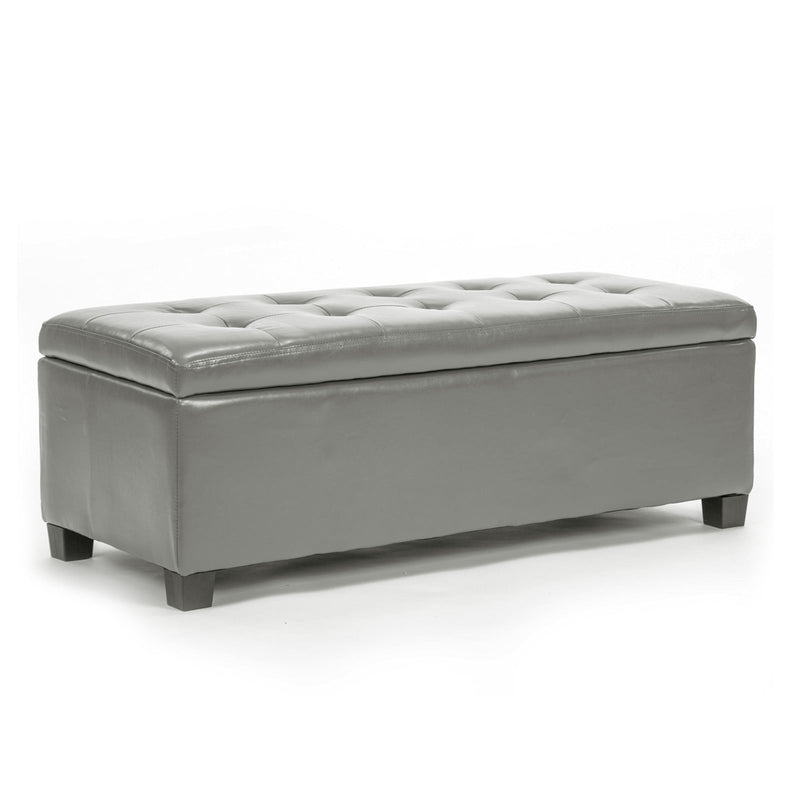 La Bella 102cm Grey Storage Ottoman Stool Leather Payday Deals