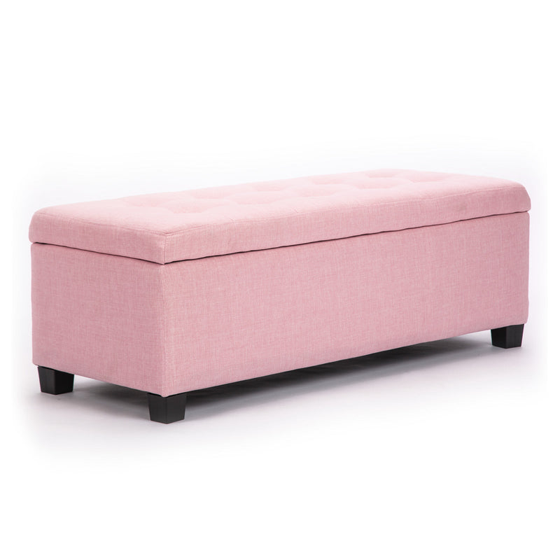 La Bella 102cm Pink Storage Ottoman Stool Fabric Payday Deals