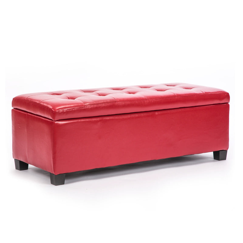 La Bella 102cm Red Storage Ottoman Stool Leather Payday Deals