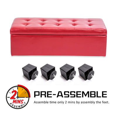 La Bella 102cm Red Storage Ottoman Stool Leather Payday Deals