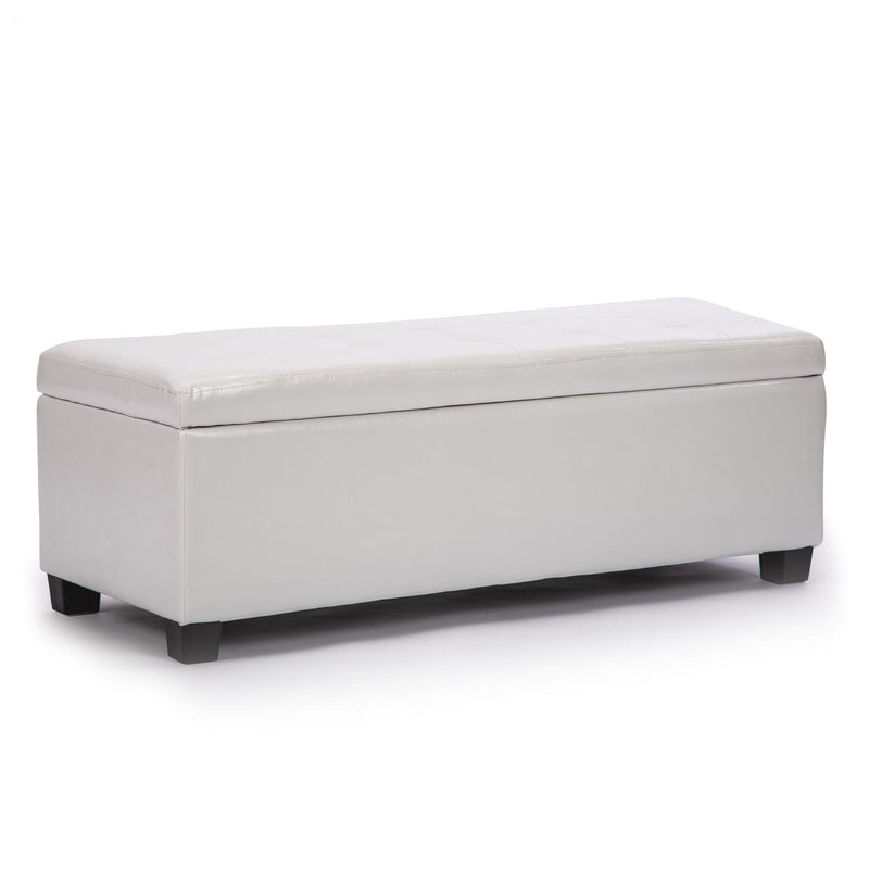 La Bella 102cm Snow White Storage Ottoman Stool Leather Payday Deals