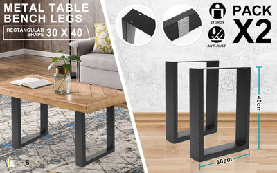 La Bella 2 Set 30 x 40cm Black Coffee Dining Table Legs Bench Box DIY Steel Metal Industrial Payday Deals
