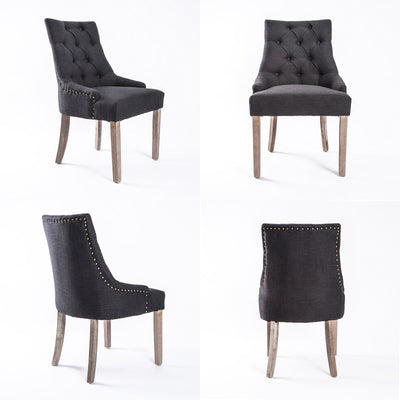 La Bella 2 Set Black (Charcoal) French Provincial Dining Chair Amour Oak Leg Payday Deals