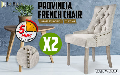 La Bella 2 Set Cream French Provincial Dining Chair Amour Oak Leg Payday Deals