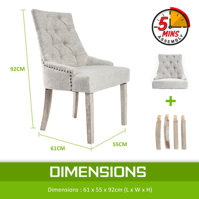 La Bella 2 Set Cream French Provincial Dining Chair Amour Oak Leg Payday Deals