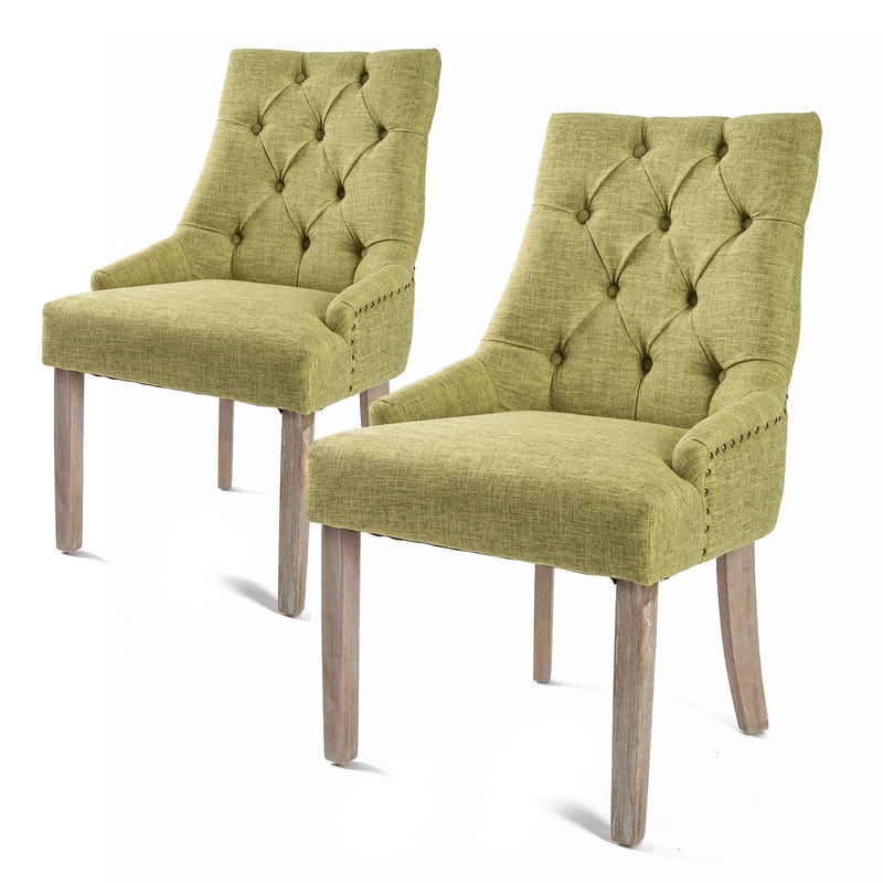 La Bella 2 Set Green French Provincial Dining Chair Amour Oak Leg Payday Deals